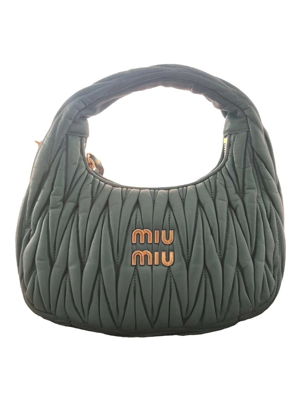 Miu Miu Quilted leather Green Shoulder Bag with Gold Logo